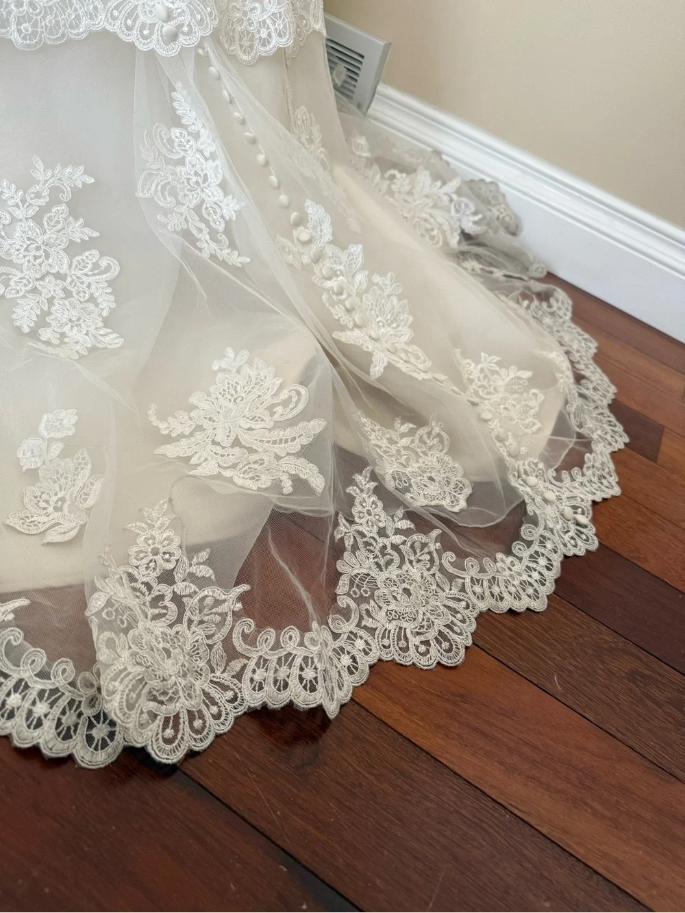 Madison Collection | Ivory Lace Tulle Wedding Gown Size 12 - Picture 11 of 15